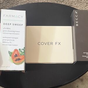 3 item makeup bundle : Farmacy , Cover Fx and Becca brush all brand new
